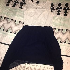 Navy and white lace dress